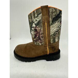 Game Winner Youth Boys Camouflage Pull-On Boots Size 11 Brown Suede & Fabric Upp